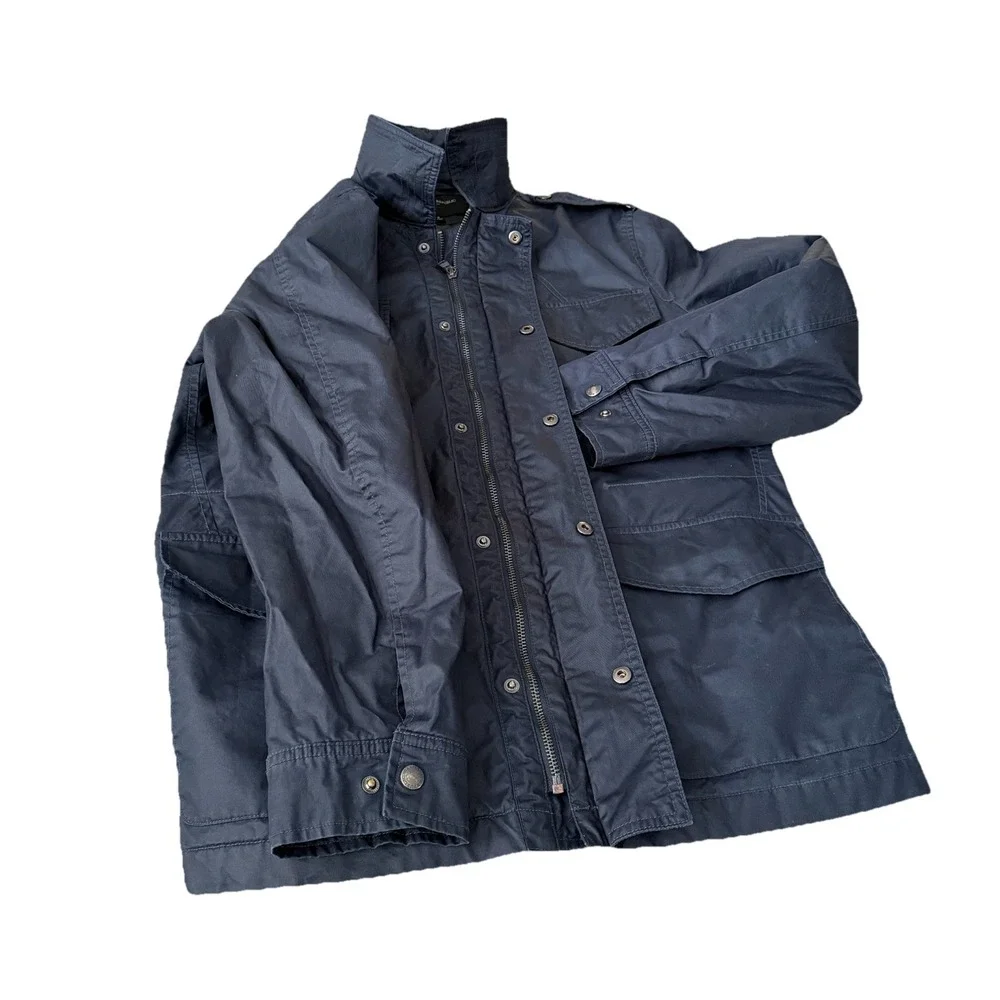 Banana Republic Navy Blue Quilted Waxed Coated Field Jacket Barn Chore Coat SZ-M